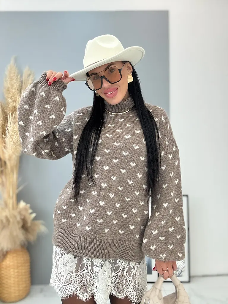 Pletený rolákový pulóver s čipkou FLETA - next