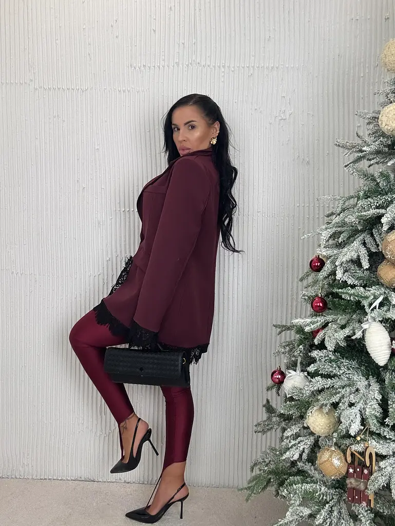 Vínové sako s čipkou MALEEN - next