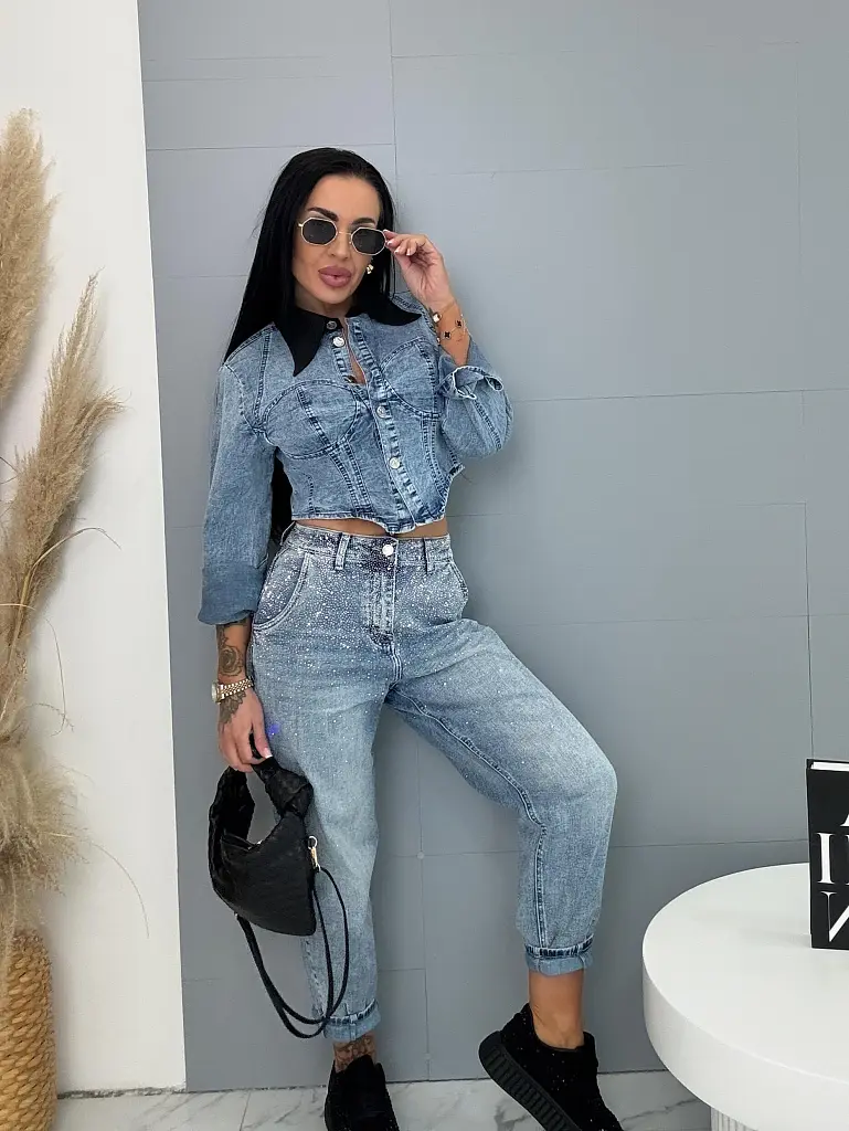 Džínsová crop košeľa NAVIA - next