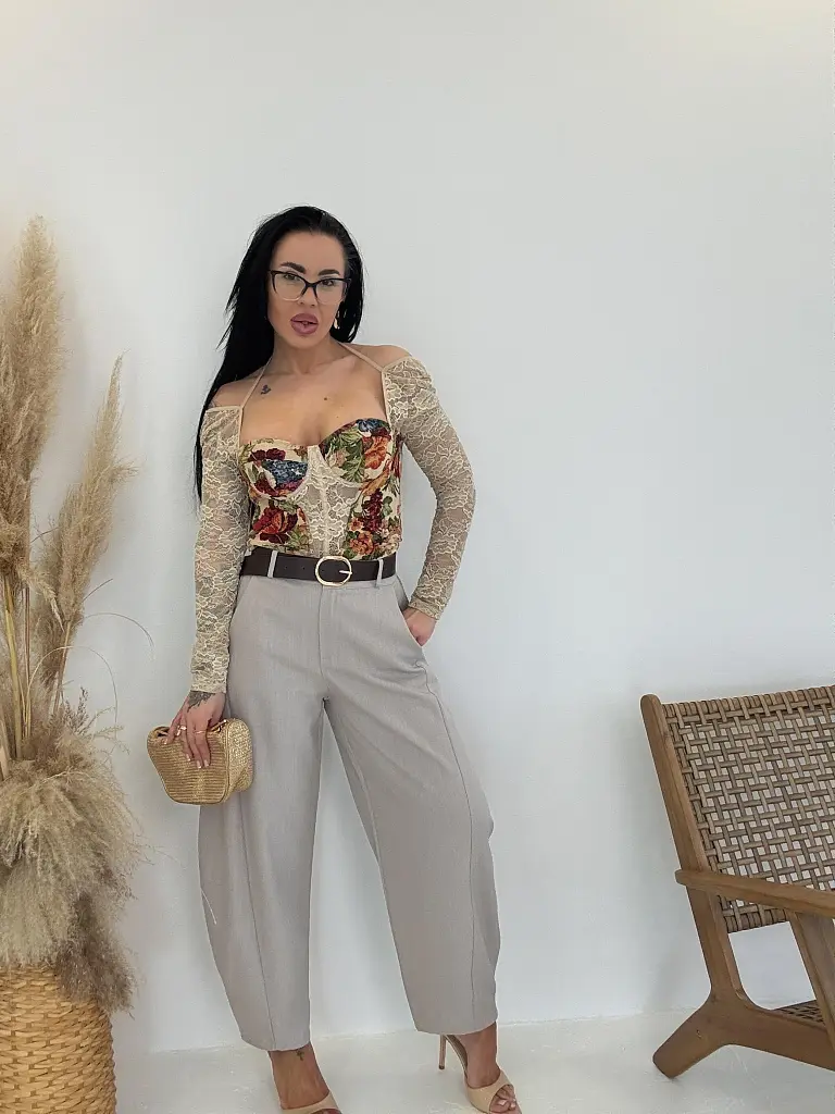 Balónové nohavice s gumeným pásom a opaskom ERINE - next