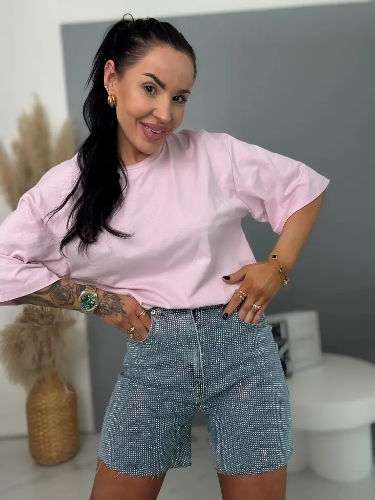 Rifľové šortky s kamienkami RAINBOW DIAMANT 