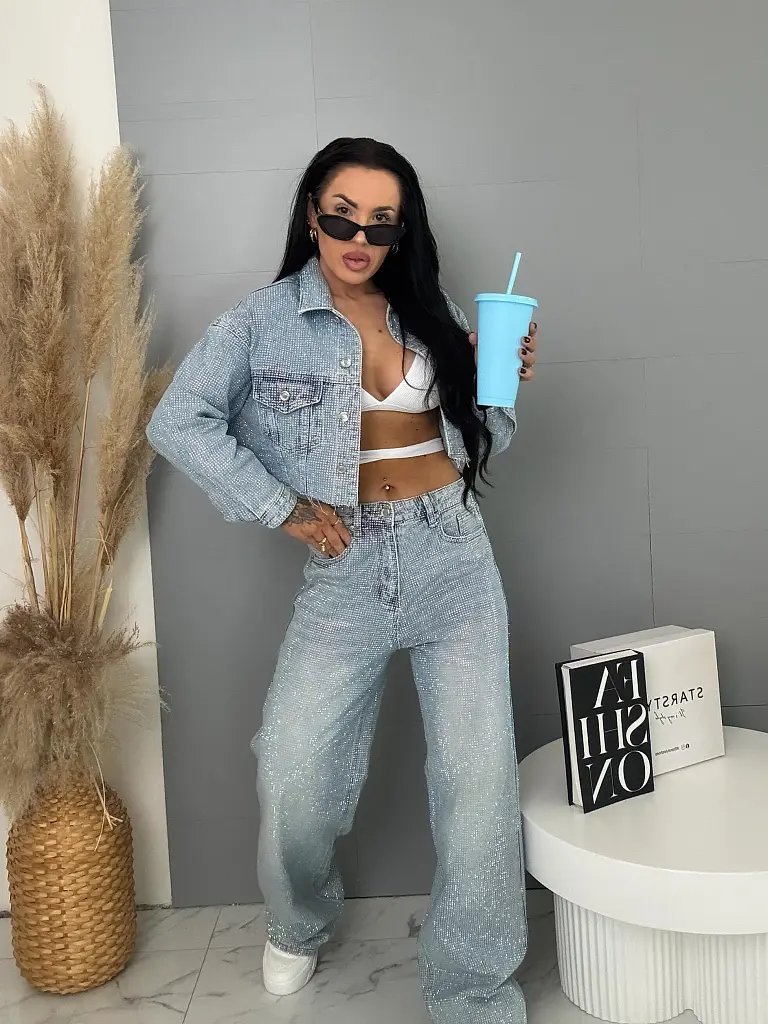 Wide leg rifle s kamienkami RAINBOW DIAMANT