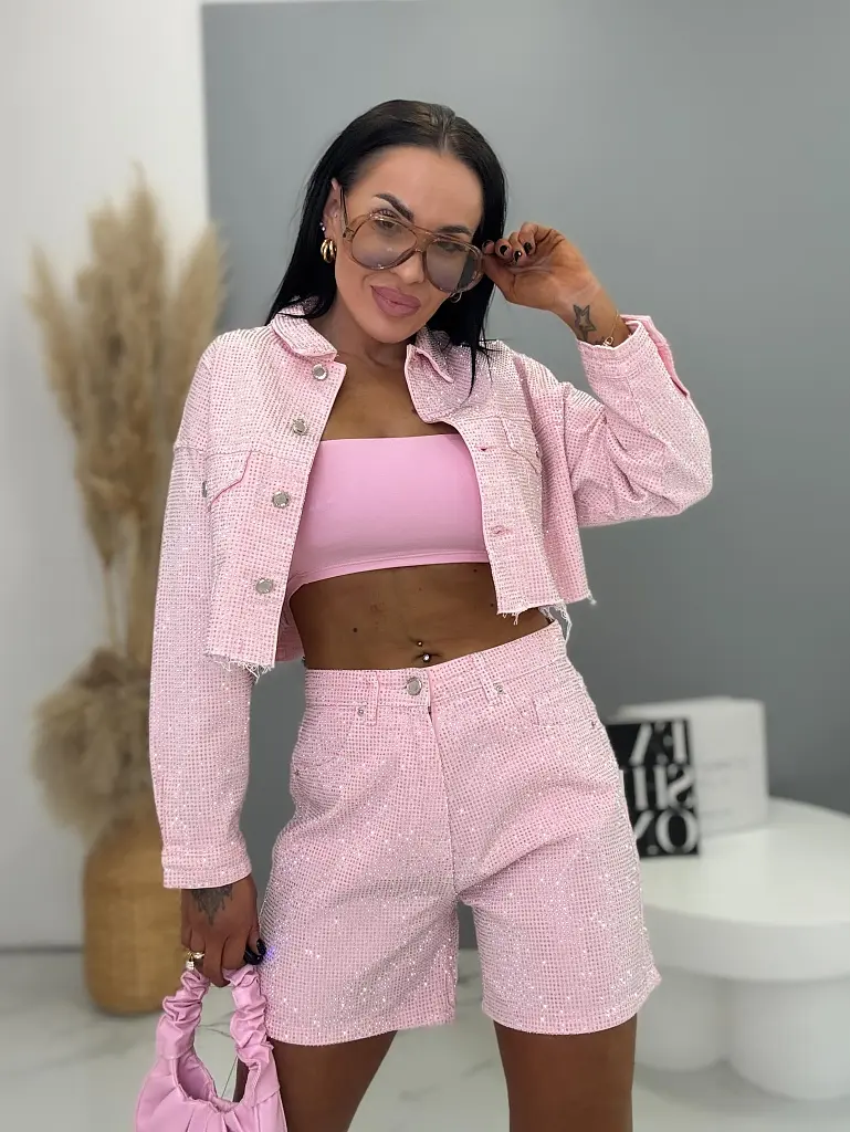 Rifľové šortky s kamienkami CRYSTAL