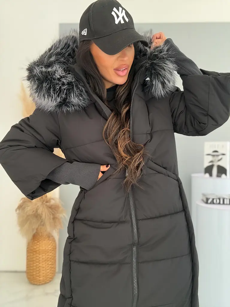 Dlhý zimný kabát s odnímateľnou kapucňou WINTER - next